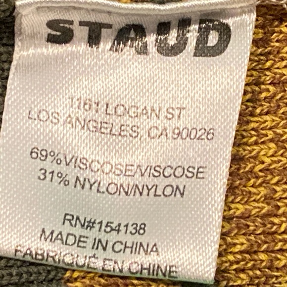 NWT Staud Clara Mosaic Stripe Cutout Ribbed Long Sleeve Sweater Dress - Sz XS - Picture 9 of 10